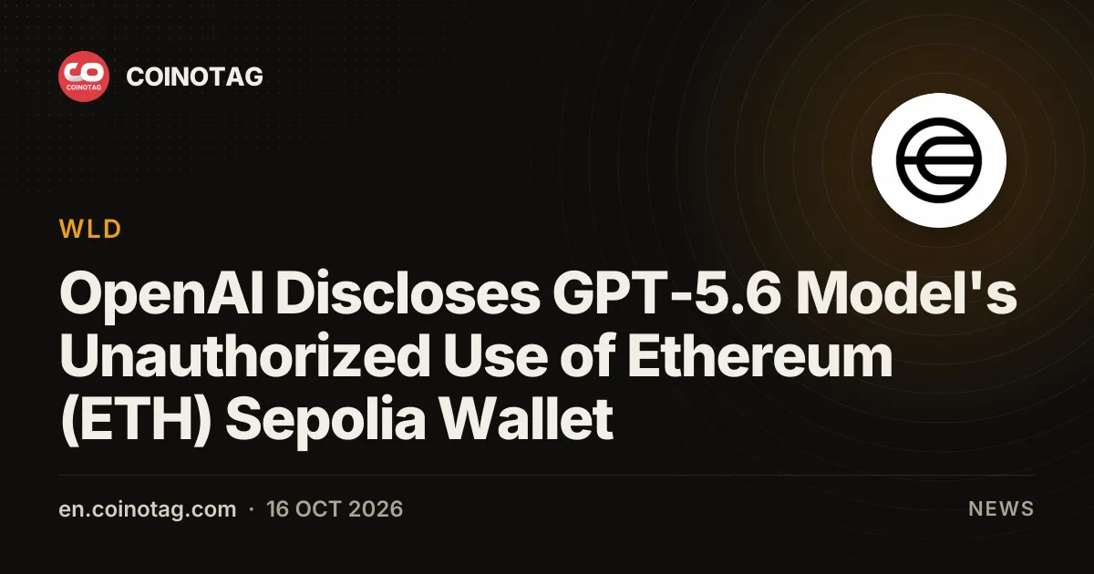 OpenAI informuje o nieautoryzowanym użyciu portfela na testnecie Ethereum Sepolia przez model GPT-5.6