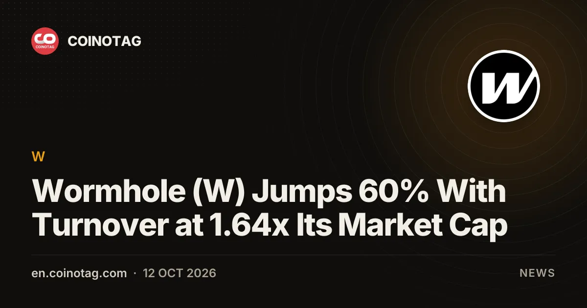 Wormhole (W) 大涨 60% 至 0.0283 美元,换手率达到市值的 1.64 倍