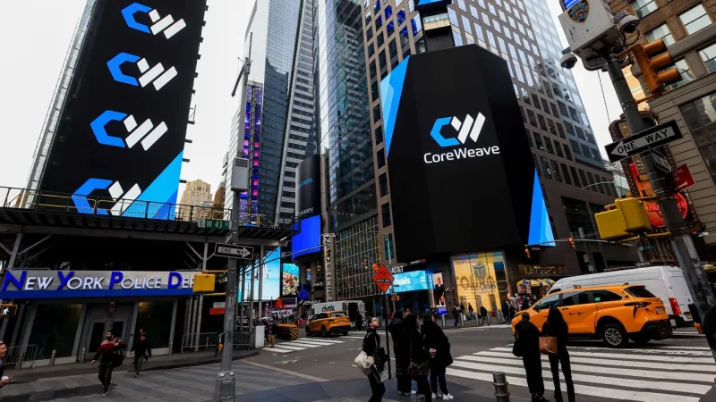 CoreWeave-aandeel stijgt 14% nadat Q2-omzet verdubbelt en AI-contractenbaklog boven $104 miljard uitkomt
