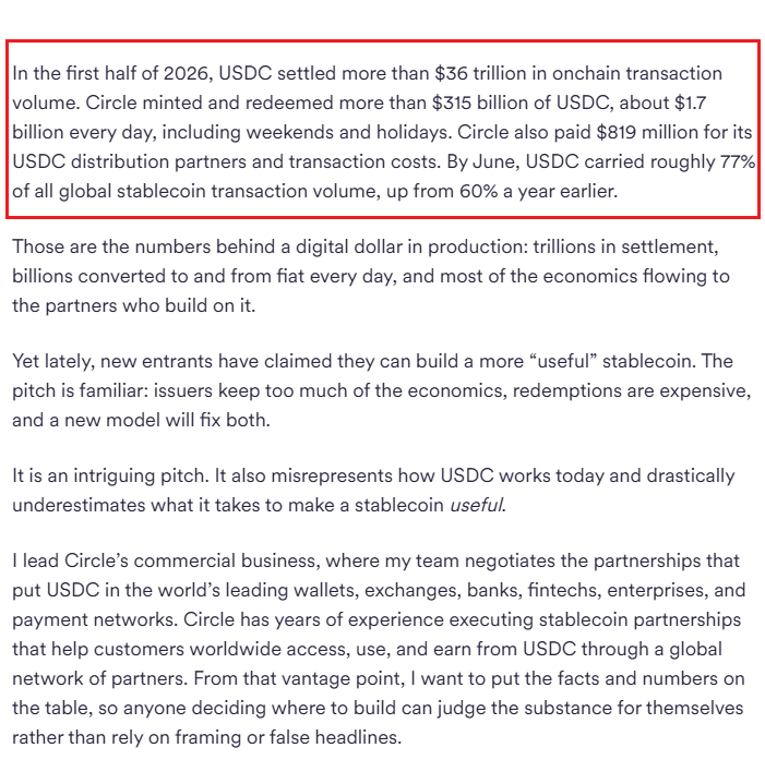 Circle получила 1,4 млрд долларов выручки от USDC за первое полугодие 2026 года, расплатившись за это 819 млн долларов