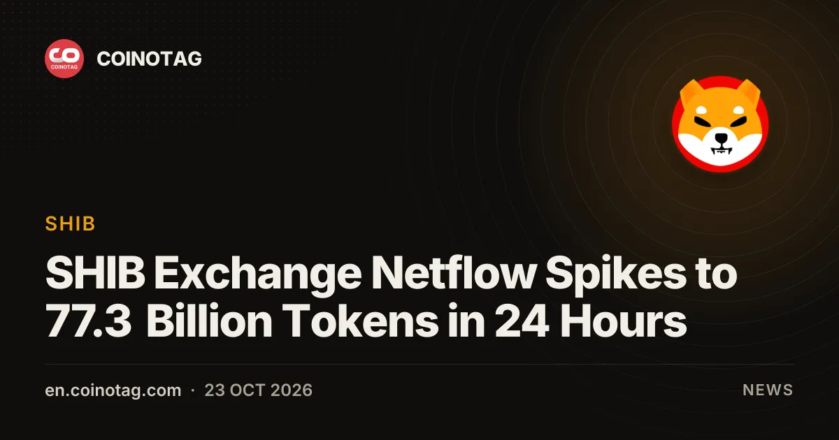 Чистый приток SHIB на биржи за сутки вырос до 77,3 млрд токенов