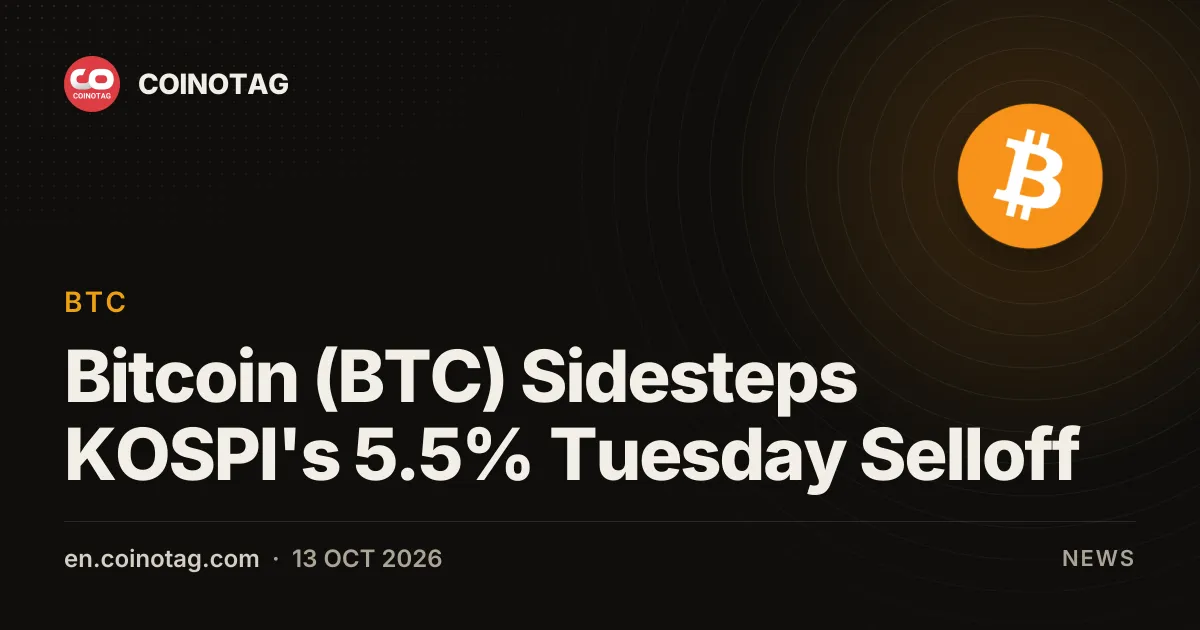 Bitcoin (BTC) bleibt vom 5,5-Prozent-KOSPI-Verkauf am Dienstag verschont