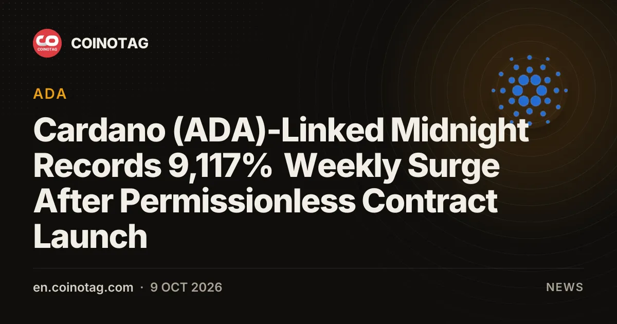 Midnight, связанный с Cardano (ADA), зафиксировал недельный рост транзакций на 9 117% после запуска бесцензурного развертывания контрактов