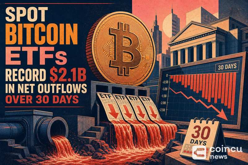 Спотовые Bitcoin ETF зафиксировали чистый отток $2,1 млрд за 30 дней