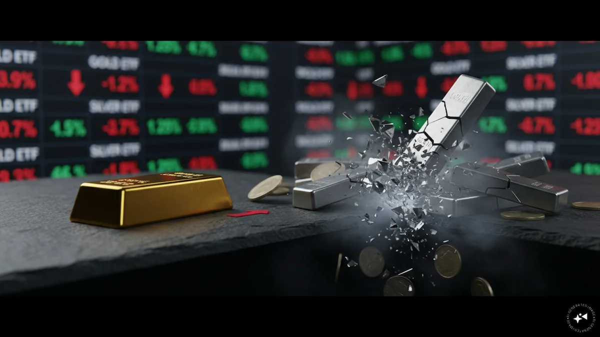 Gli ETF su oro e argento scendono: perché i fondi sull'argento registrano una correzione più marcata