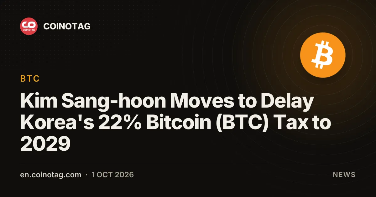 Kim Sang-hoon dąży do przesunięcia 22-procentowego podatku od Bitcoina (BTC) w Korei na 2029 rok