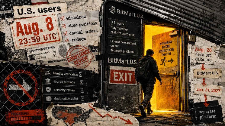 BitMart устанавливает крайний срок вывода средств для пользователей из США на 8 августа перед глобальным закрытием платформы