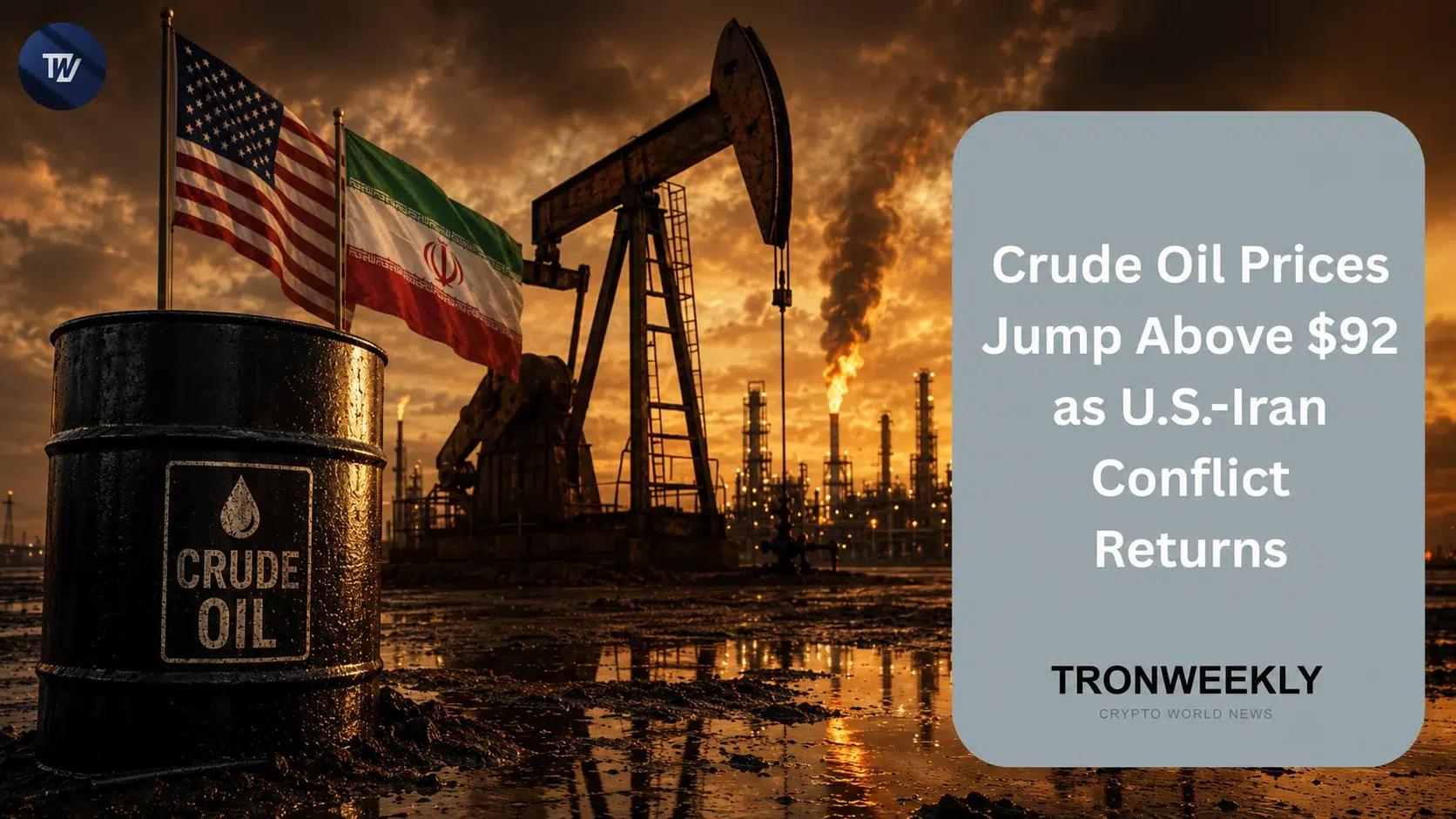 Crude Oil Prices Climb Above $92 as Renewed U.S.-Iran Conflict Stokes Supply Concerns