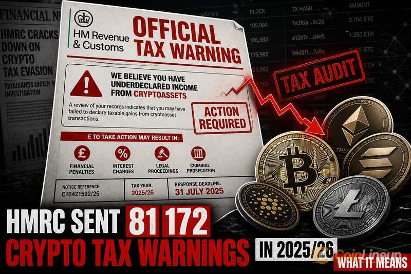 HMRC 於 2025/26 發出 81,172 封加密貨幣稅務警告信,數量近乎 2023/24 的三倍