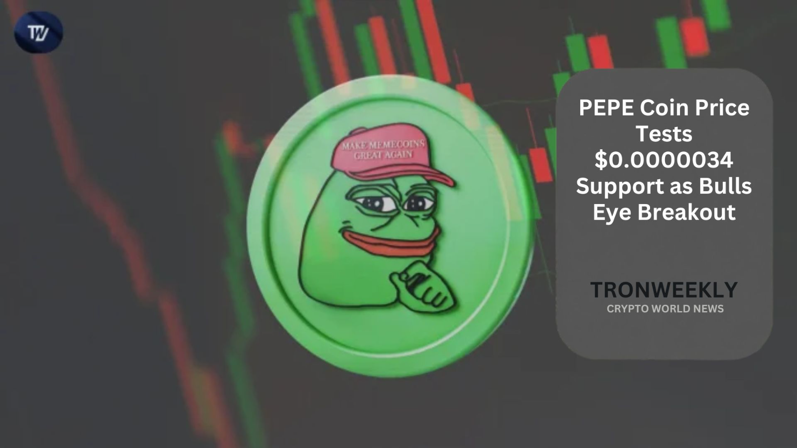 PEPE test steun op $0.0000034 terwijl handelaren oog op mogelijke breakout houden