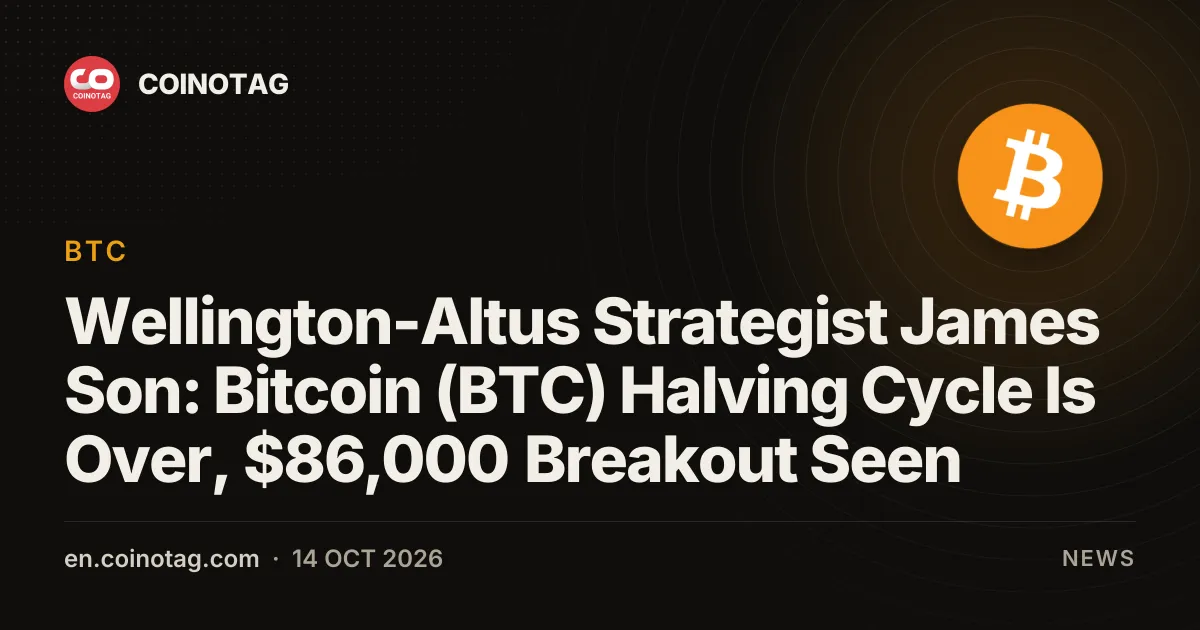 Wellington-Altus : le stratège James Son estime que le cycle de halving du Bitcoin (BTC) est terminé, avec un breakout à 86 000 $ en vue