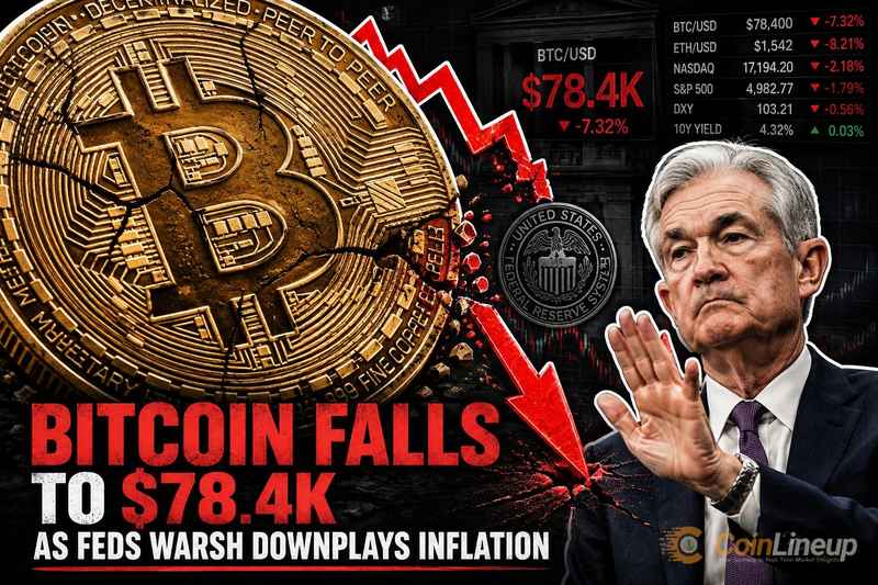 Bitcoin cae a $78.4K mientras Warsh, de la Fed, resta importancia a los datos de inflación
