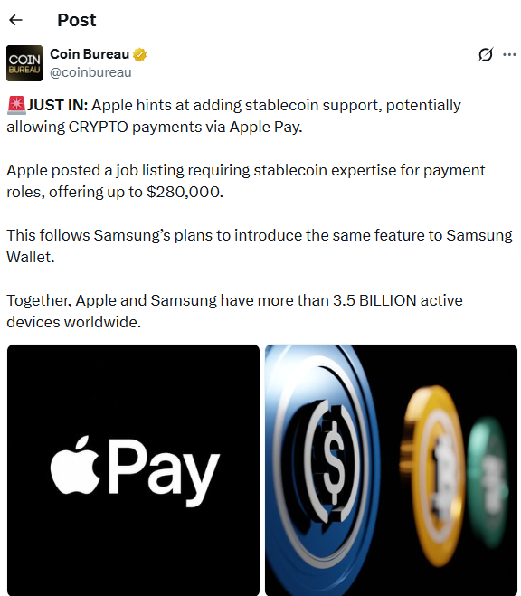 Apple и Google расширяют найм специалистов по стейблкоинам и блокчейну