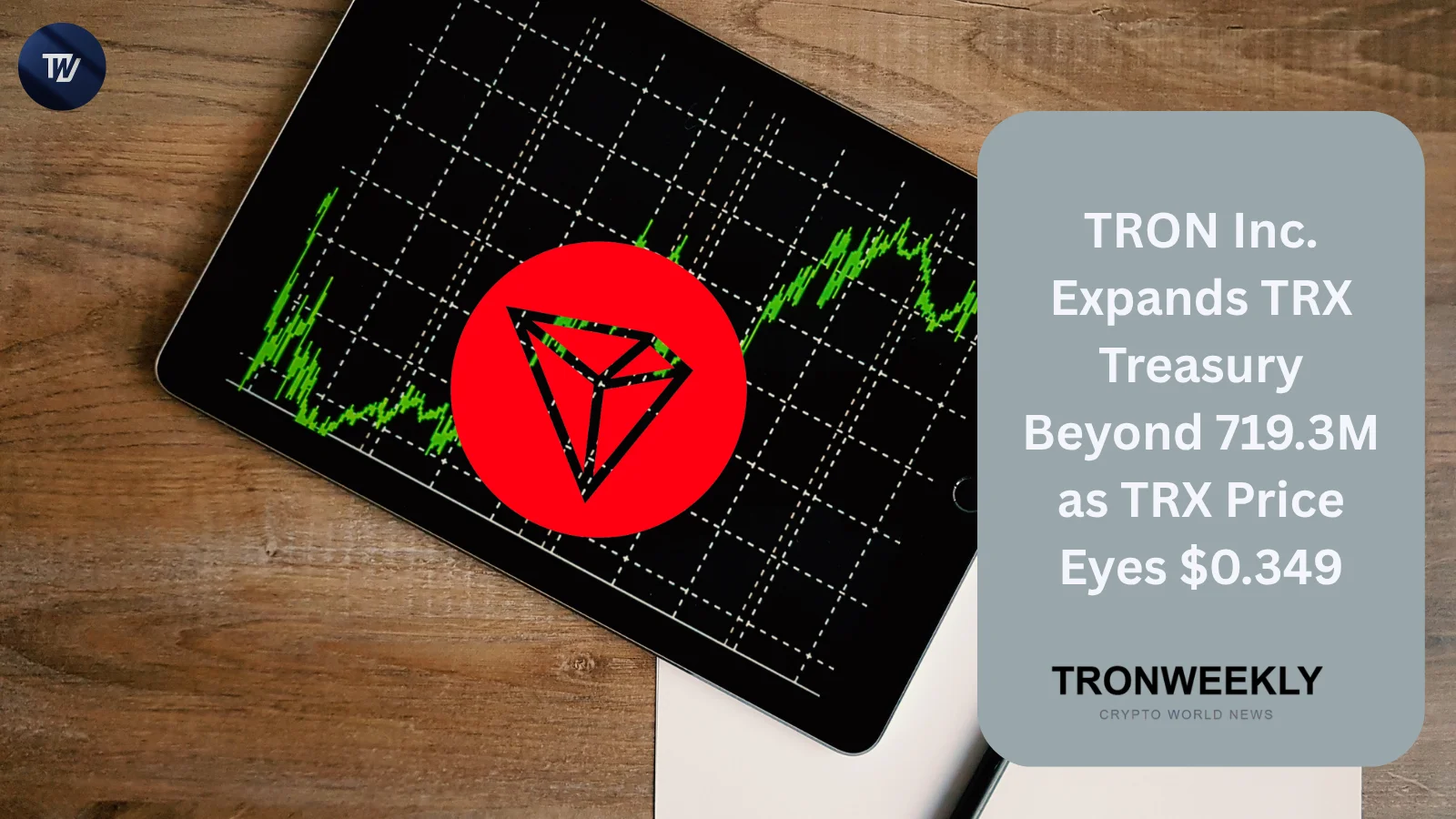 Tron Inc. erhöht TRX-Treasury über 719,3 Millionen Token, während der TRX-Kurs $0.3498 ins Visier nimmt