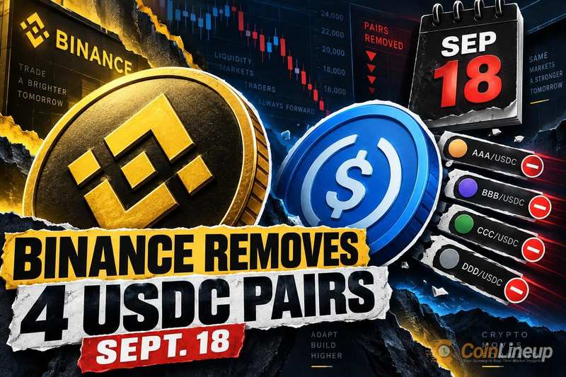 Binance удалит четыре спотовые торговые пары с USDC 18 сентября