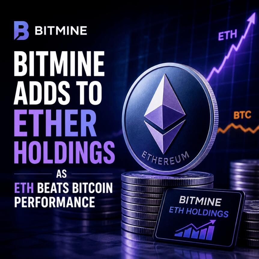 Bitmine Adds Nearly 10,000 ETH as Ether Outperforms Bitcoin