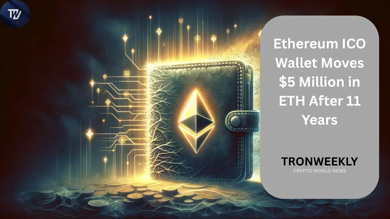 Спящий кошелёк Ethereum ICO активировался спустя 11 лет, переведя 2 680 ETH на $5.04 млн