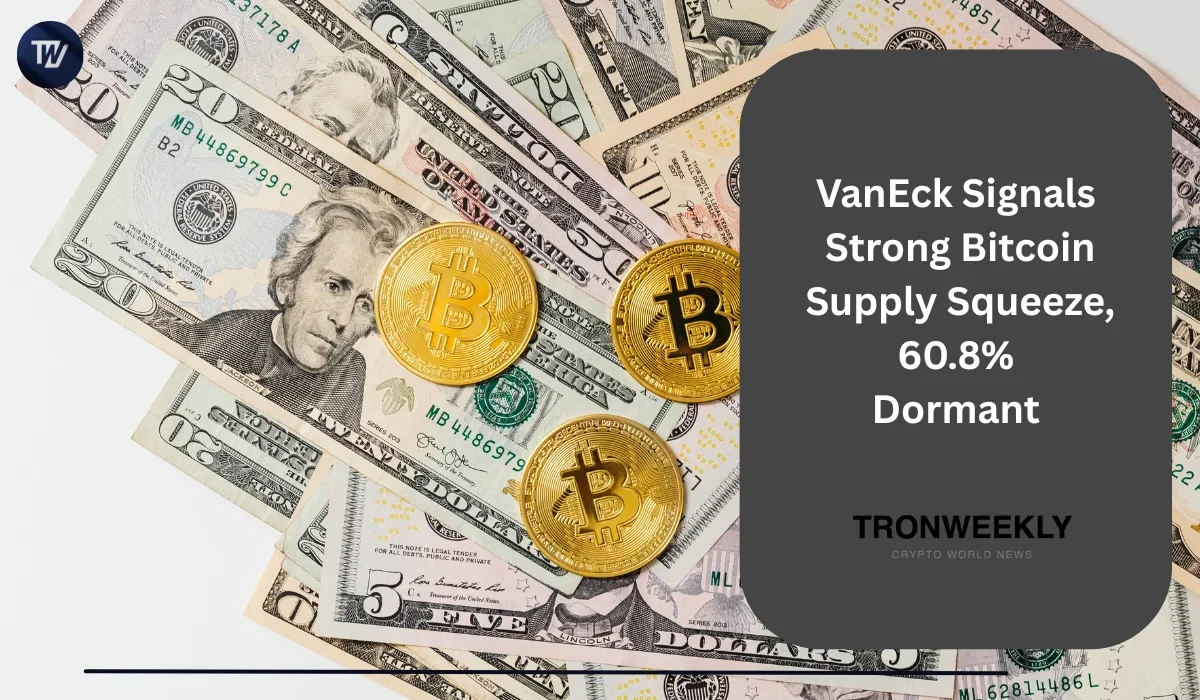 VanEck evidenzia una contrazione dell'offerta di Bitcoin con il 60,8% della disponibilità circolante inattiva