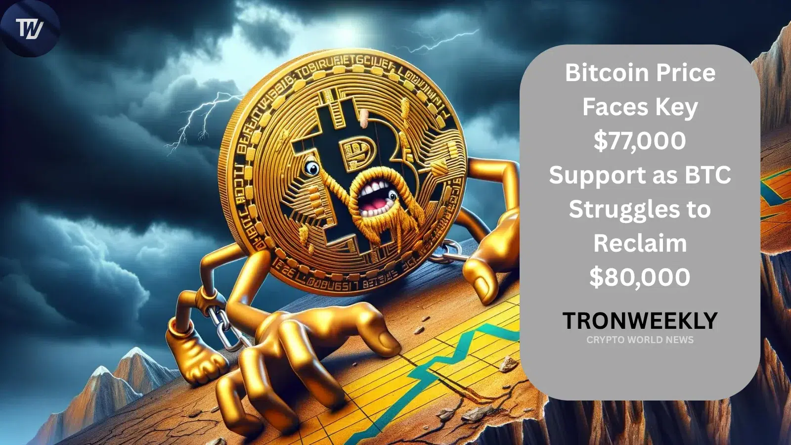 Цена Bitcoin тестирует ключевую поддержку $77,000 на фоне попыток вернуть $80,000