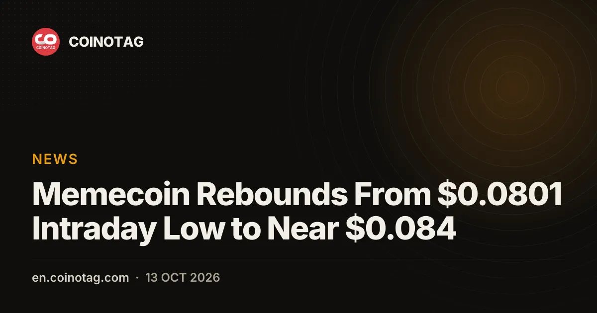 Dogecoin (DOGE) восстановился после внутридневного минимума $0.0801 до уровня около $0.084