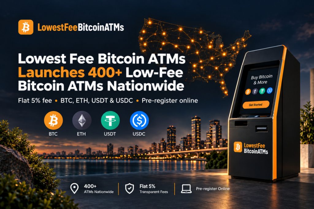 Lowest Fee Bitcoin ATMs запускает более 400 криптоматов по всей стране