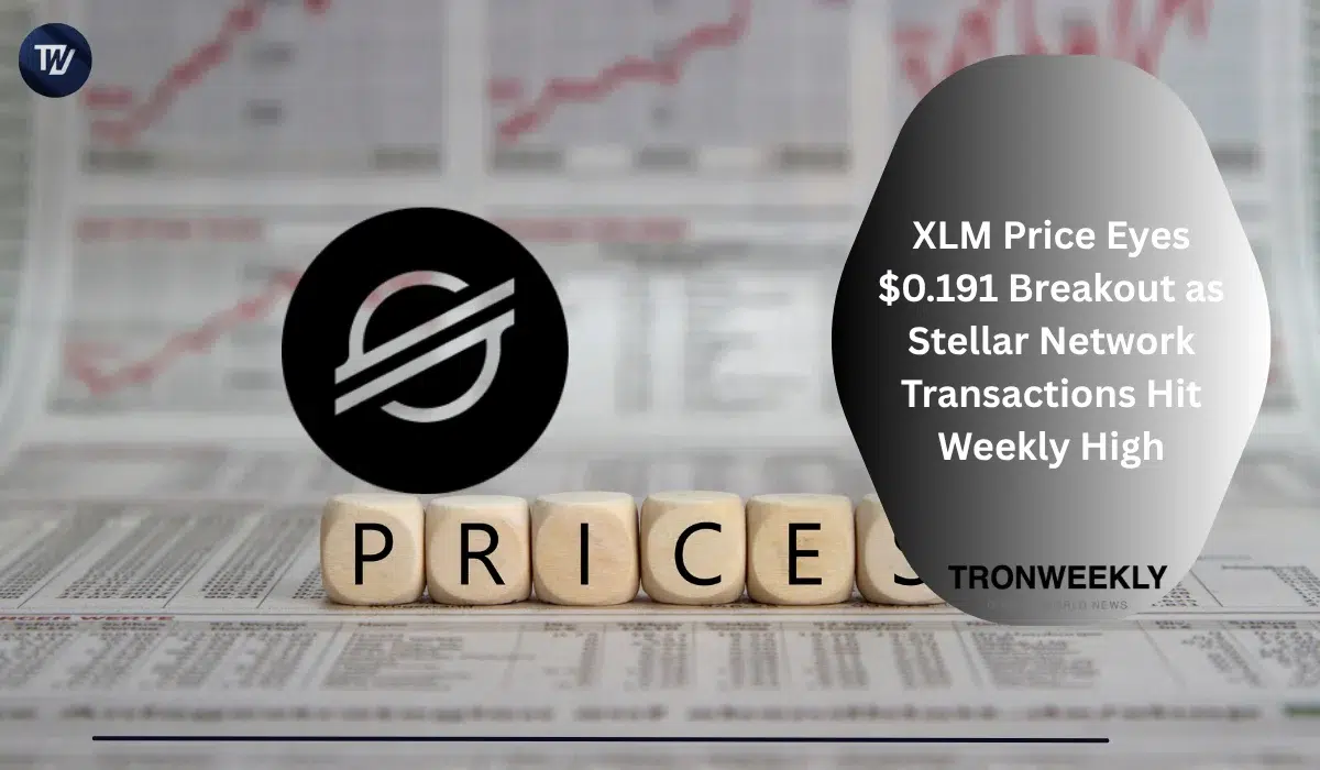 Il prezzo di XLM punta al breakout a $0,191 mentre le transazioni sulla rete Stellar raggiungono il massimo settimanale