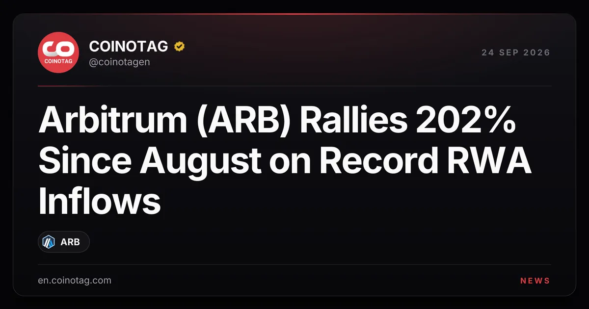 Arbitrum (ARB) Rallies 202% Since August as Record RWA Inflows Drive Repricing