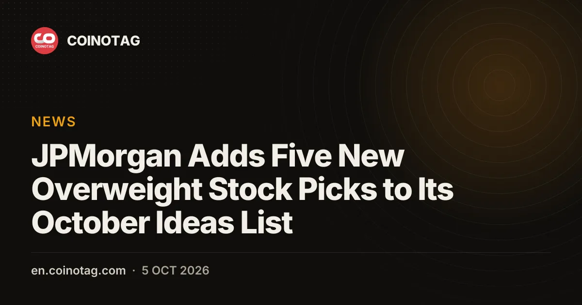 JPMorgan добавил пять новых акций с рейтингом «превышать» в свой октябрьский список идей