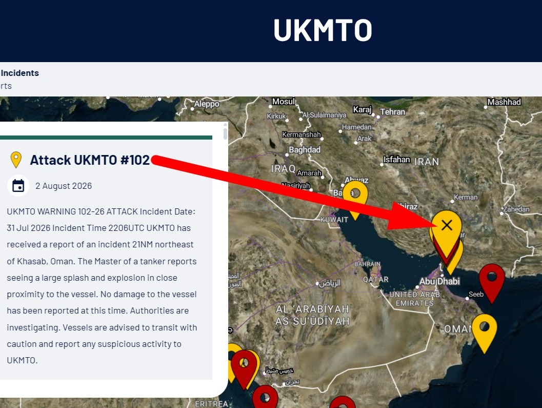 Informes sobre el lanzamiento de un misil de crucero iraní y reporte de incidente de la UKMTO cerca del estrecho de Ormuz