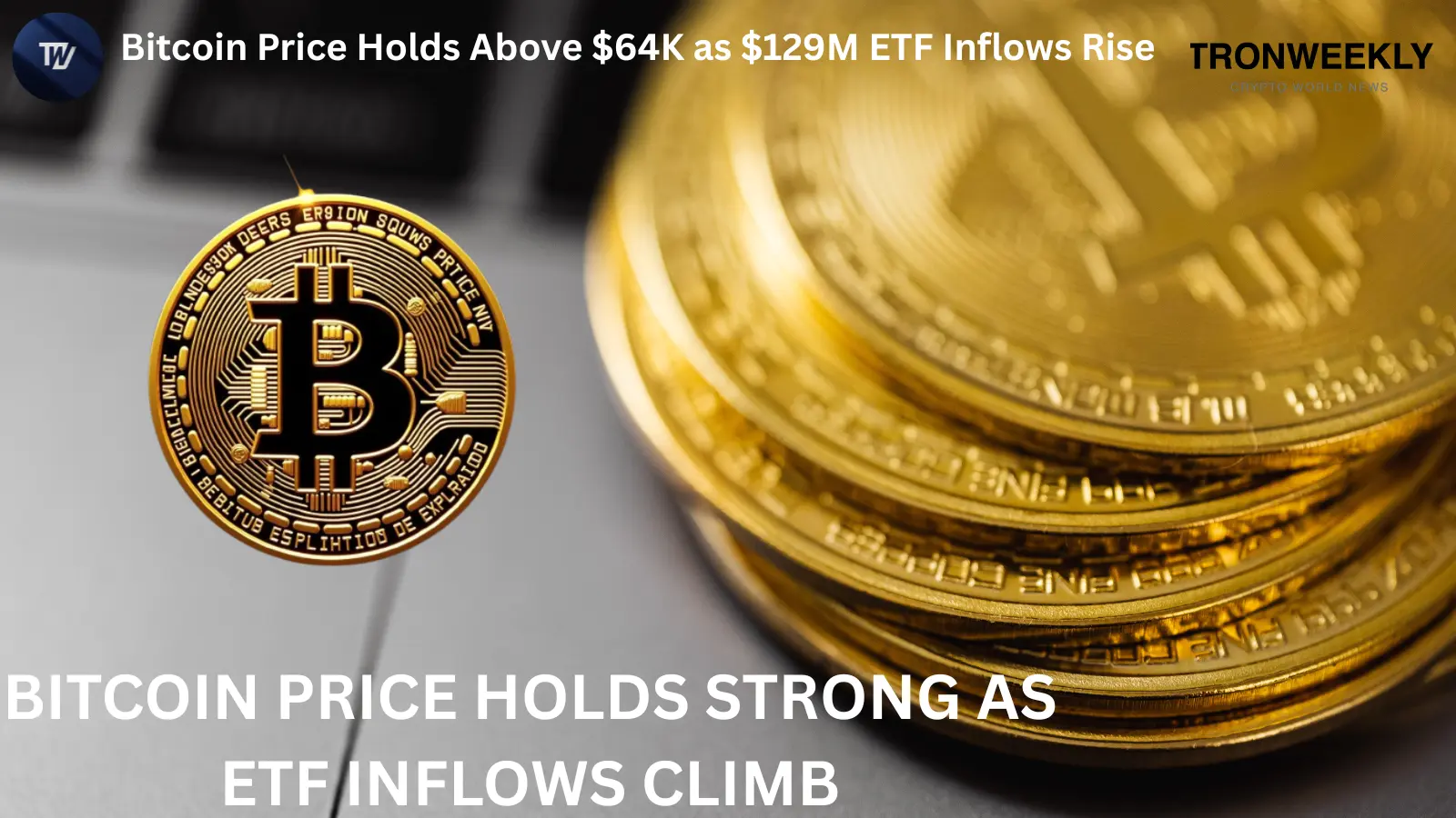 Cena Bitcoina utrzymuje się powyżej 64 000 USD, gdy napływy do ETF-ów spot osiągają 128,69 mln USD