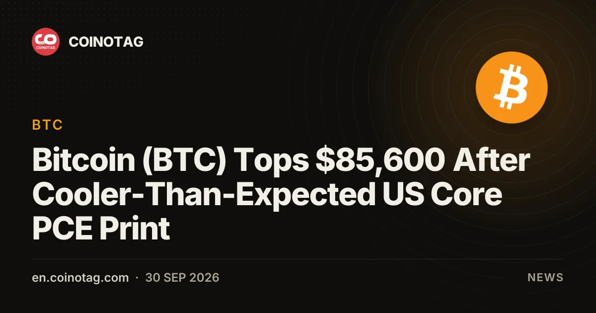 Bitcoin (BTC) превысил $85,600 после более слабых, чем ожидалось, данных по базовому PCE в США
