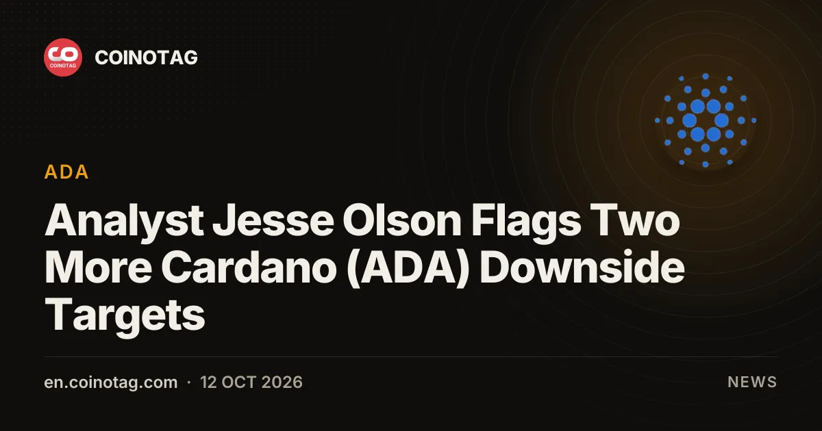 Cardano (ADA) spada poniżej 0,25 USD, analityk Jesse Olson wskazuje dwa kolejne cele na dole