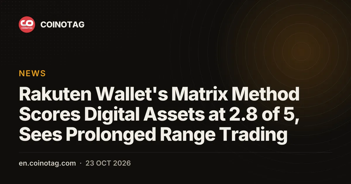 Metoda Matrix Rakuten Wallet wycenia rynek Bitcoina na 2,8 z 5, przewiduje przedłużający się handel w przedziale