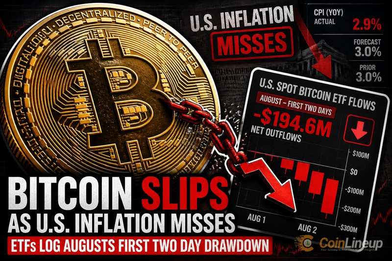 Bitcoin gibt nach, da US-Inflationsdaten keine Kursgewinne auslösen; ETFs verzeichnen ersten zweitägigen Abfluss im August