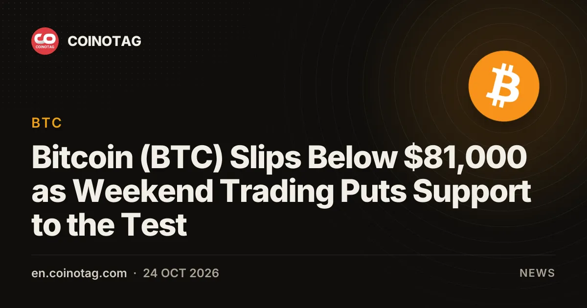 Bitcoin (BTC) scende sotto gli 81.000 $ mentre il trading del fine settimana mette alla prova il supporto