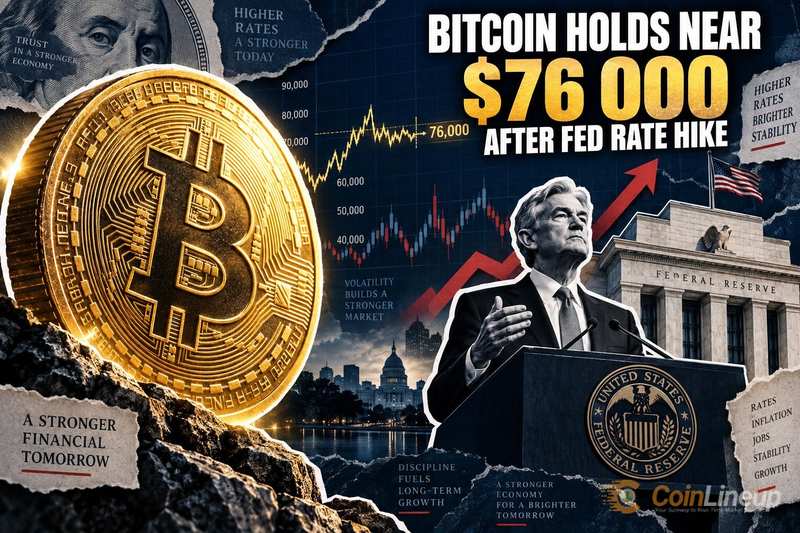 Биткоин держится около $76 000, пока ФРС сохраняет базовую процентную ставку без изменений
