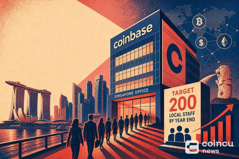 Coinbase开设新加坡办事处，计划年底前本地员工达到约200人