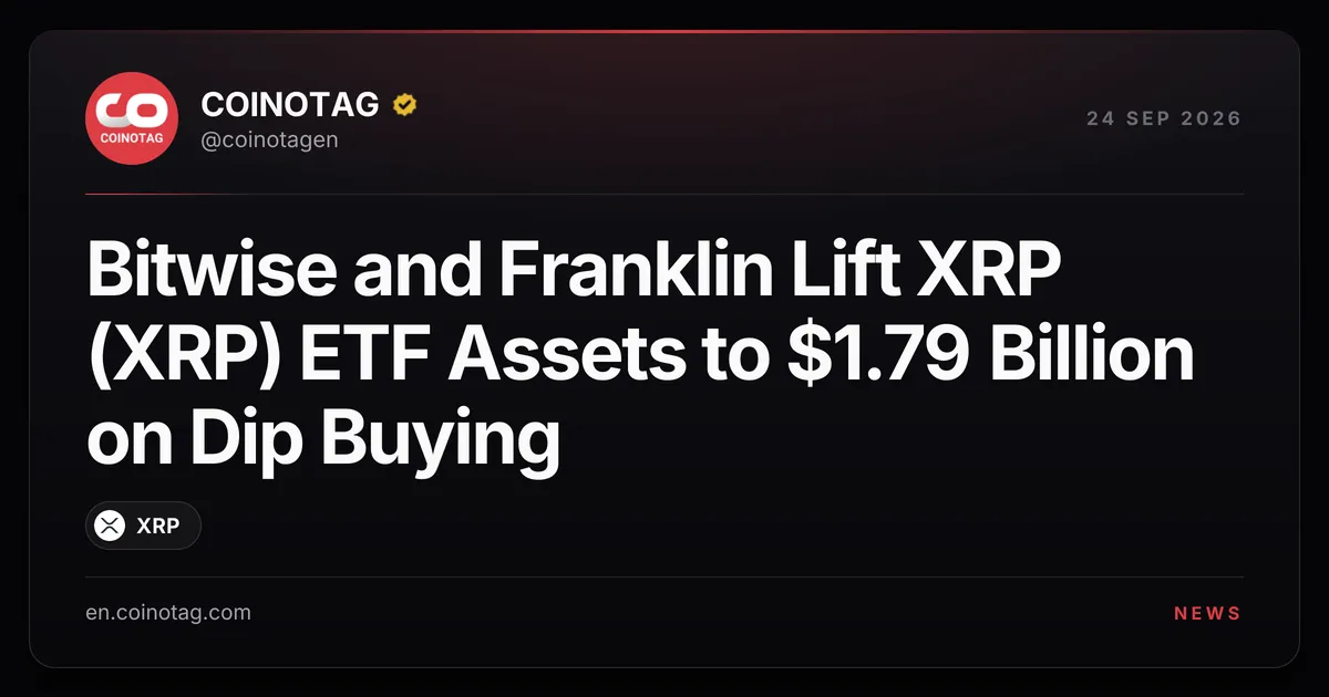 Bitwise and Franklin Lift US Spot XRP ETF Assets to $1.79 Billion on Dip Buying
