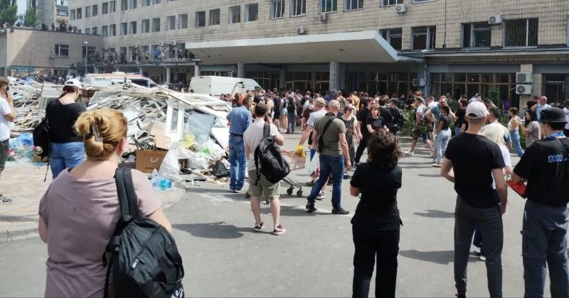 Russian Ballistic Missile Strike Damages Kyiv Children's Hospital and Residential Homes
