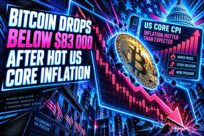 Bitcoin spada poniżej 83 000 USD po wyższym niż oczekiwano amerykańskiej inflacji bazowej wyzwalającej ponad 100 milionów USD likwidacji